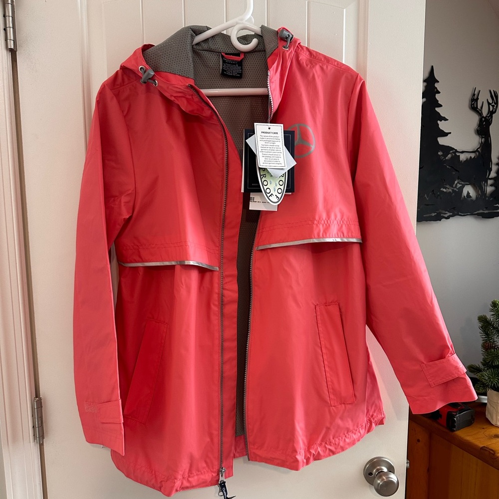 Size large Mercedes jacket, rain jacket. Brand- Charles river apparel